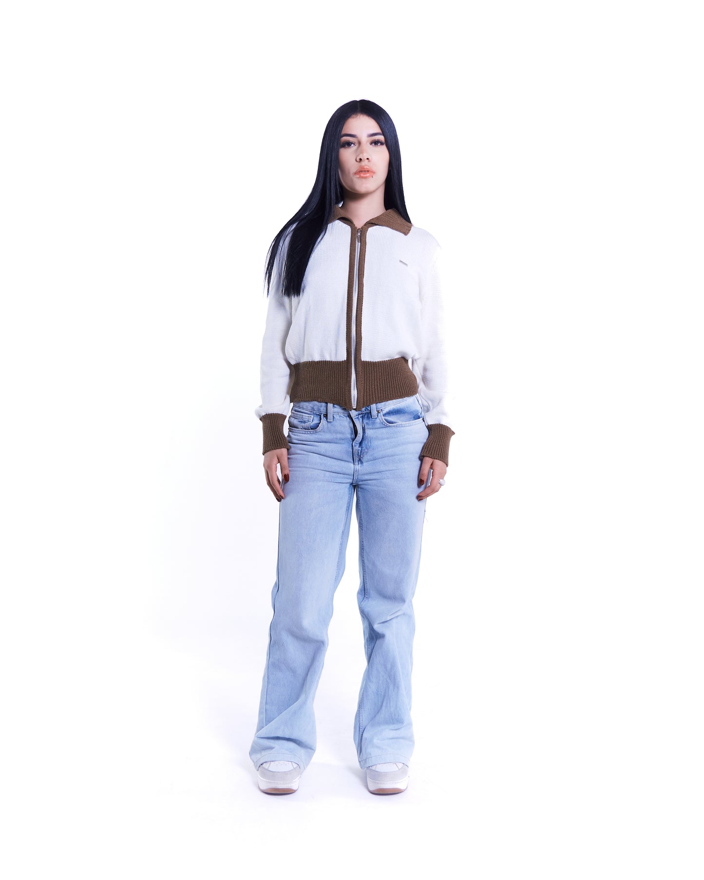 K-nit Polo zip - Quebs Nouveau Marfil - Camel - Femenino