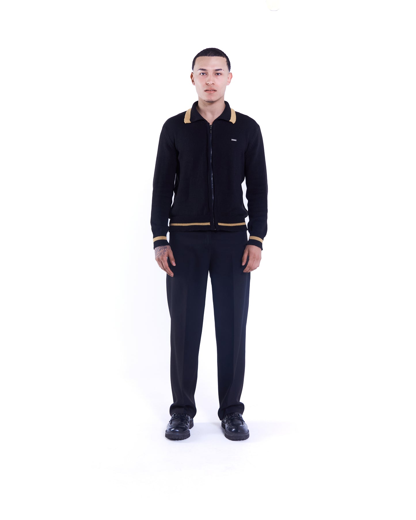 K-nit Polo zip - Quebs Nouveau Negro - Mostaza - Masculino
