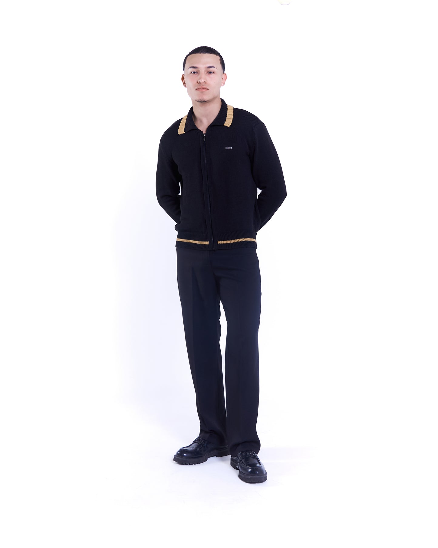 K-nit Polo zip - Quebs Nouveau Negro - Mostaza - Masculino