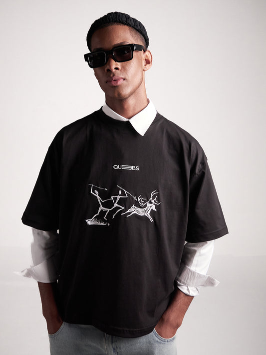 Camiseta Rupestris Negra Bordada